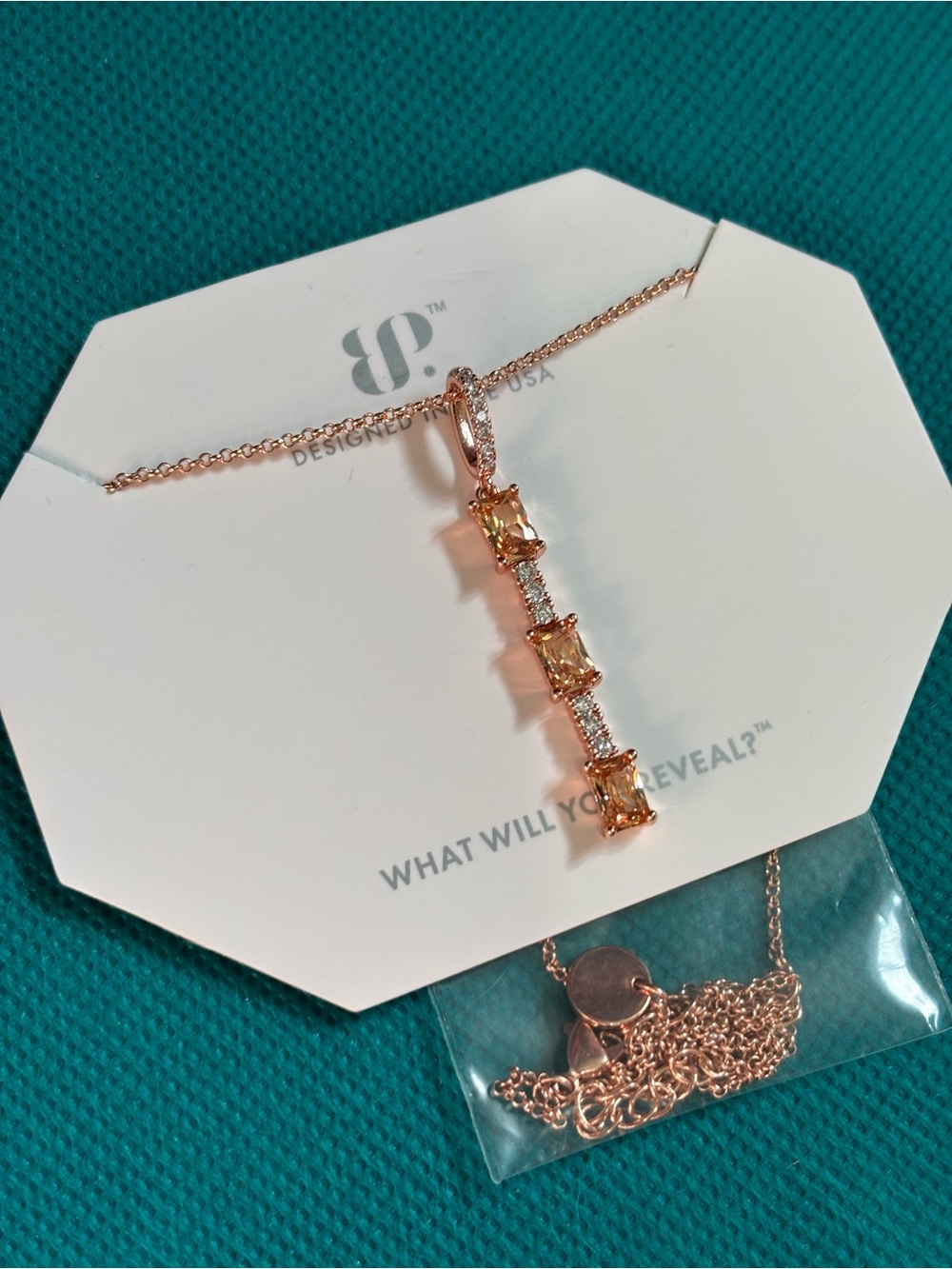 Rose Gold Smoky Topaz bar Pendant Necklace